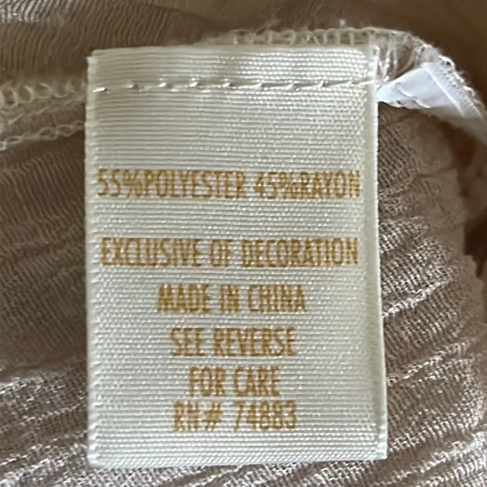 Vintage Adiva Beige Boho Crochet Flutter Sleeve Top Size M - Picture 7 of 10